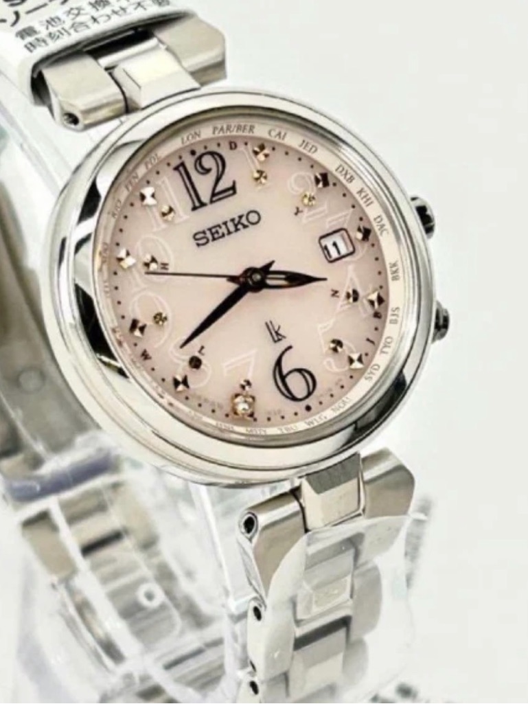 Seiko Lukia Silver Watch With Pink Dial